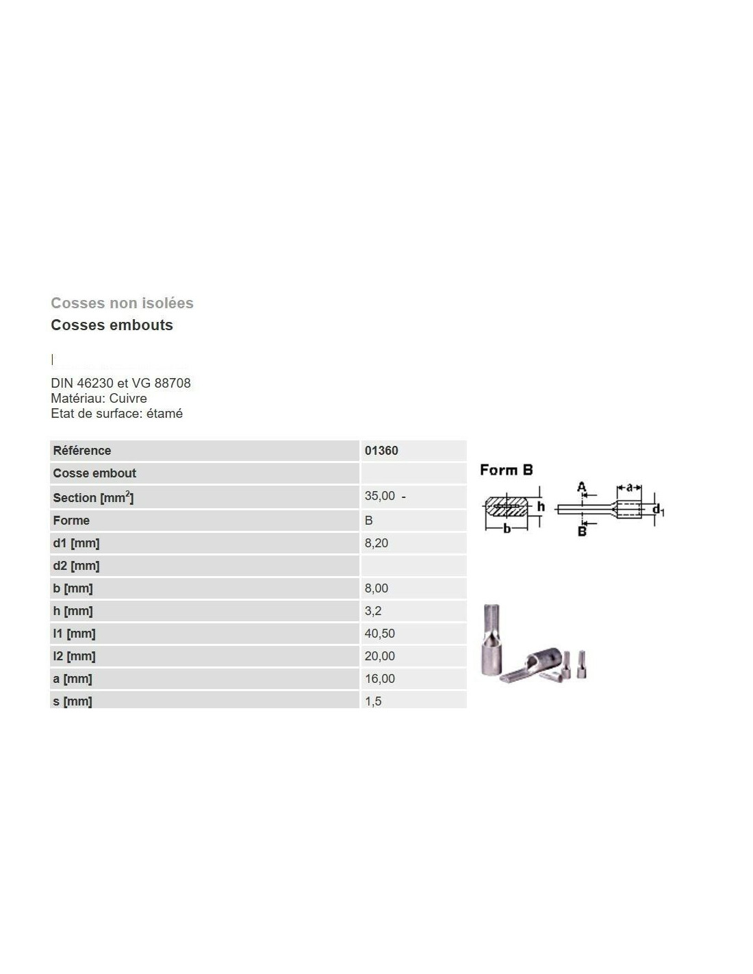 Cosse électrique Embout Plat et Embout Rond 0.5 mm² à 6 mm² Lot 10